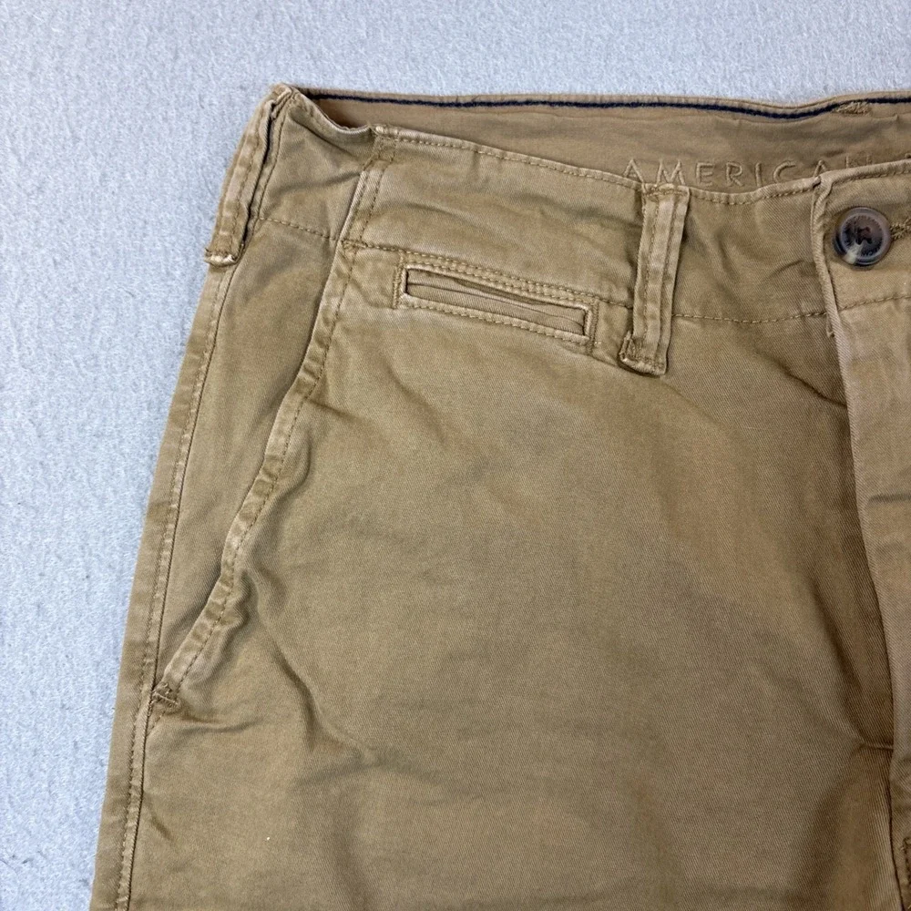American Eagle Next Level Flex Khaki Chino Shorts Men 28‎ Tan Stretch Flat Front